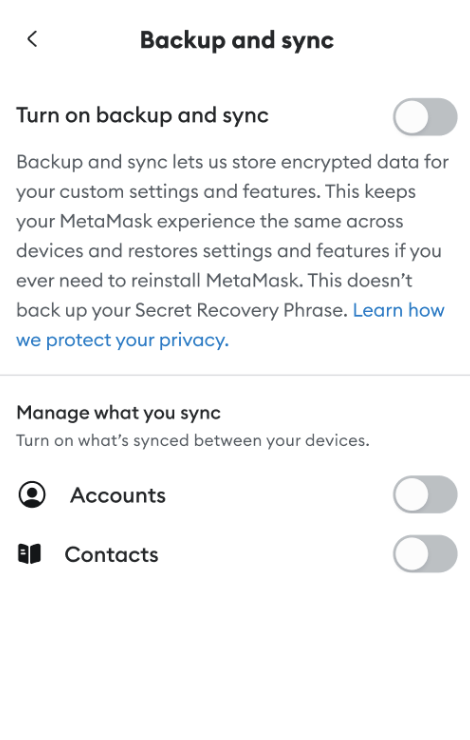 MetaMask contact sync