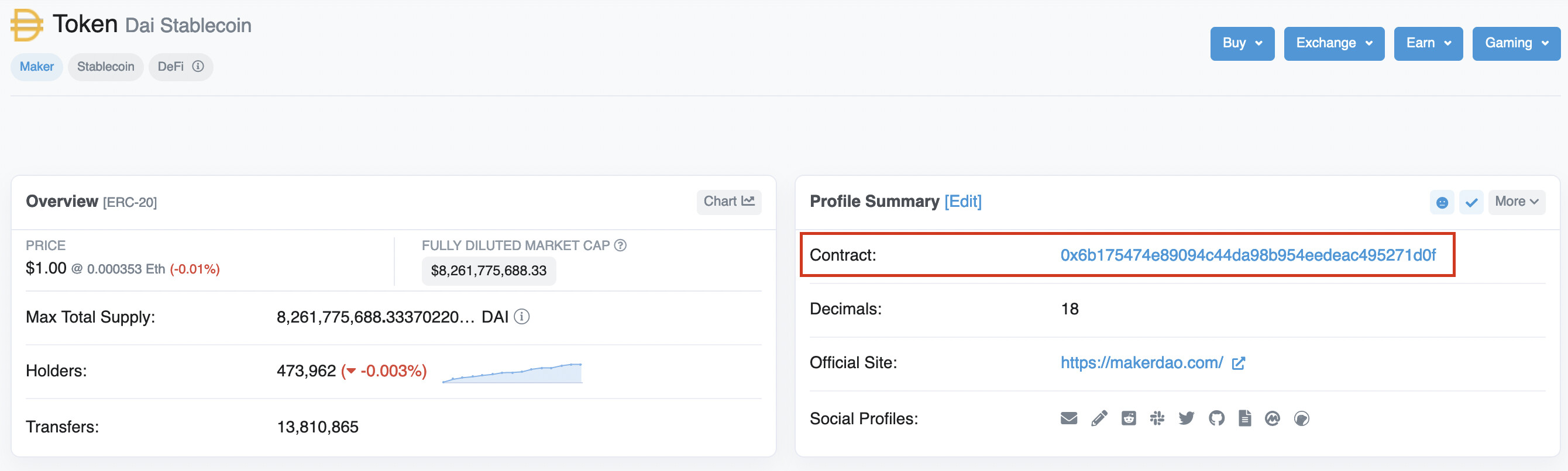 Contract address